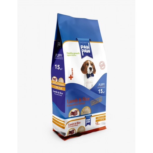 Paw Paw Kuzu Etli Pirinçli Yavru Köpek Maması 15 Kg